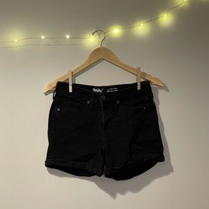 black jean shorts